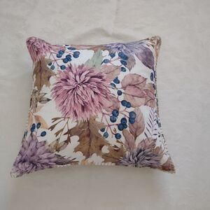Thro Duck Feathers Meadow Floral Golden Whipstitch Pillow